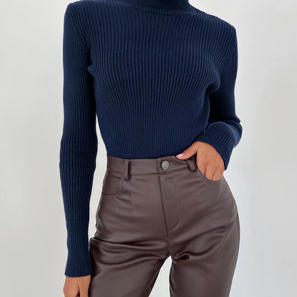 Turtleneck Sweater Women Solid Color Bottoming Shirt Slim High Collar Knitted Long Sleeved Top Pullover Sweaters