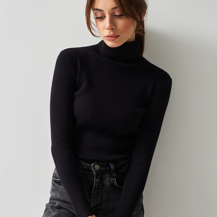 Turtleneck Sweater Women Solid Color Bottoming Shirt Slim High Collar Knitted Long Sleeved Top Pullover Sweaters