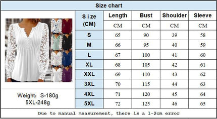 Women's Long Sleeve Tops Women's Spring and Autumn Lace Lace Sleeve Pressure Pleated Solid Color Button t-shirt Bottom Shirt  1