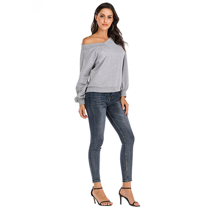 Women's Classic Low Neck Floral Printed Sweatshirt Women's Casual Sweatshirt Top Long Sleeve Ladies Tops