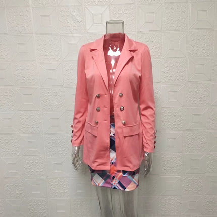 Suit Suit Women's Short Skirt Suit Two-piece Dress Dress Long Sleeve Temperament Plaid Printed Popular Vacation Casual