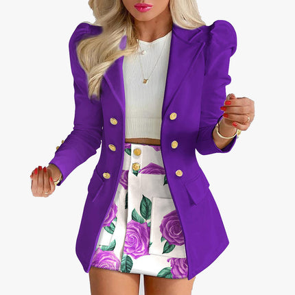 Suit Suit Women's Short Skirt Suit Two-piece Dress Dress Long Sleeve Temperament Plaid Printed Popular Vacation Casual
