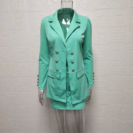 Suit Suit Women's Short Skirt Suit Two-piece Dress Dress Long Sleeve Temperament Plaid Printed Popular Vacation Casual