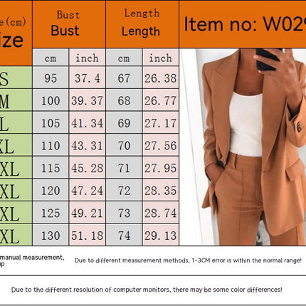 Fashion Jacket Women Fashion Button Long Sleeve Slim Suit Jacket Pure Color Lapel Temperament Cardigan Top Set