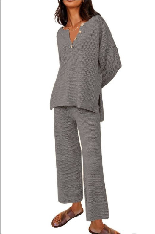 Women's Trendy Outfits 2 Piece Lounge Set Slouchy Matching Suit Sweater Sets Cozy Knit Loungewear Oversized Outfit