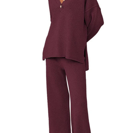 Women's Trendy Outfits 2 Piece Lounge Set Slouchy Matching Suit Sweater Sets Cozy Knit Loungewear Oversized Outfit