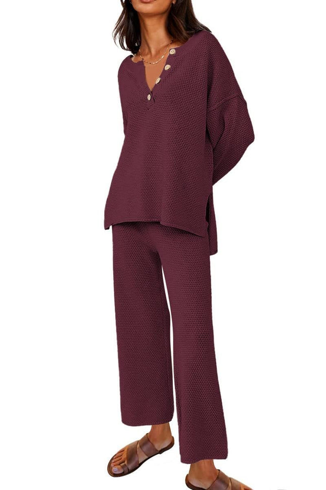 Women's Trendy Outfits 2 Piece Lounge Set Slouchy Matching Suit Sweater Sets Cozy Knit Loungewear Oversized Outfit