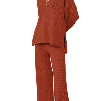 Women's Trendy Outfits 2 Piece Lounge Set Slouchy Matching Suit Sweater Sets Cozy Knit Loungewear Oversized Outfit