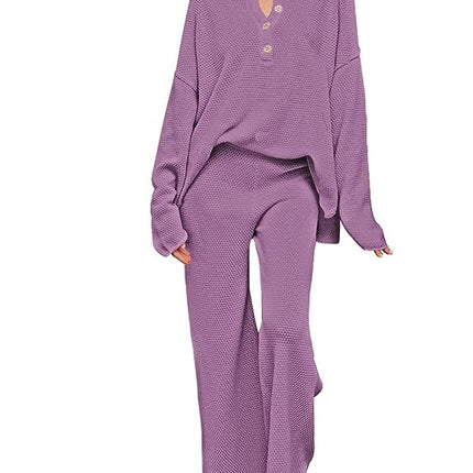 Women's Trendy Outfits 2 Piece Lounge Set Slouchy Matching Suit Sweater Sets Cozy Knit Loungewear Oversized Outfit