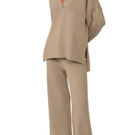 Women's Trendy Outfits 2 Piece Lounge Set Slouchy Matching Suit Sweater Sets Cozy Knit Loungewear Oversized Outfit