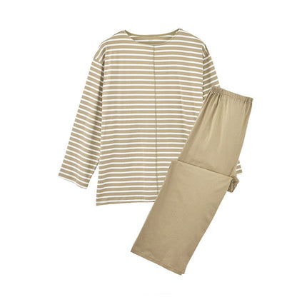 Pajama set for couples paired with striped pajamas, long sleeved tops and pants, casual wear, home wear set