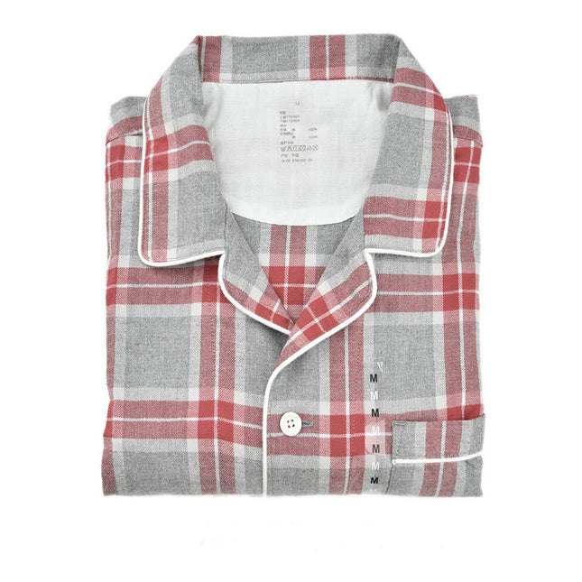 Men and women plaid models pajamas suit long-sleeved long pants up and down two-piece suit fall and winter couple models suit