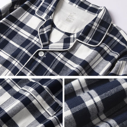 Men and women plaid models pajamas suit long-sleeved long pants up and down two-piece suit fall and winter couple models suit 1