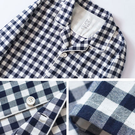 Men and women plaid models pajamas suit long-sleeved long pants up and down two-piece suit fall and winter couple models suit 1