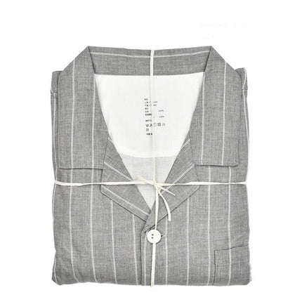 Men's and women's plaid thin section pajamas set of long-sleeved long pants up and down two-piece spring and fall couple models suit