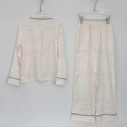 Ice silk thin section of women's pajamas long-sleeved tops and bottoms long pants set of comfortable homewear spring and autumn models