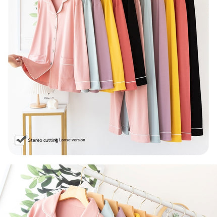 Modal thin spring and summer men and women long-sleeved pajamas set modal homewear men and women suit 1