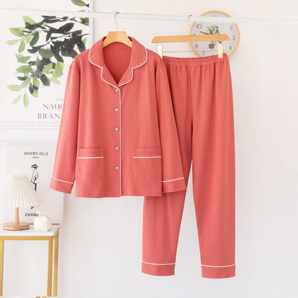 Modal thin spring and summer men and women long-sleeved pajamas set modal homewear men and women suit 2