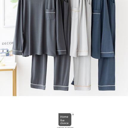 Modal thin spring and summer men and women long-sleeved pajamas set modal homewear men and women suit 1