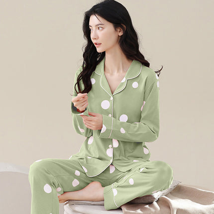 Spring and Autumn Women's pajamas set 100% cotton long-sleeved buttons pajamas pajamas soft pajamas leisure homewear suit