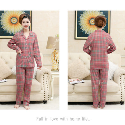 Autumn and winter women's printed models long-sleeved cotton cardigan loose set of pajamas 1