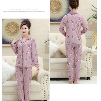 Autumn and winter women's printed models long-sleeved cotton cardigan loose set of pajamas