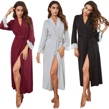 Europe and the United States foreign trade women's straps thin section robe lace long models