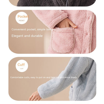 Autumn and winter soft cotton cotton coral fleece warm men and women suit pajamas