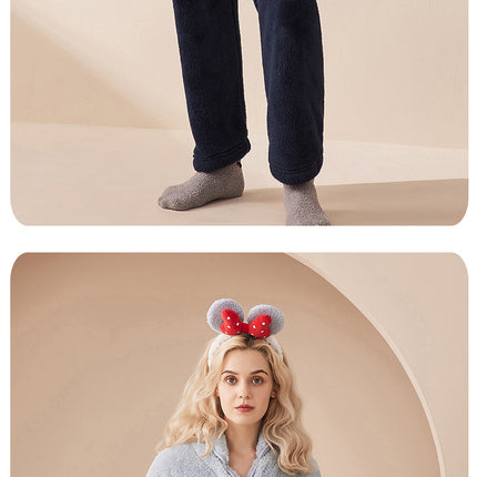 Autumn and winter soft cotton cotton coral fleece warm men and women suit pajamas