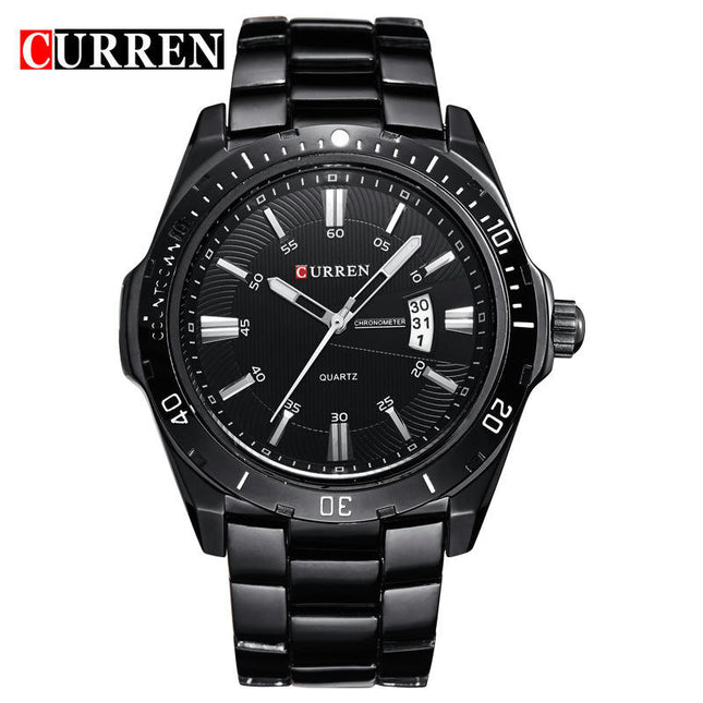 Men's Fashion Watches, Stainless Steel Strap wristwatches Waterproof Quartz Calendar Watch for Men