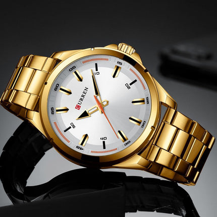 Men's Fashion Watches, Stainless Steel Strap wristwatches Waterproof Quartz Business Watch for Men