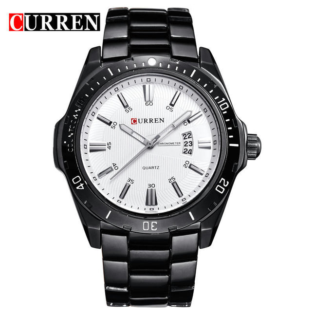 Men's Fashion Watches, Stainless Steel Strap wristwatches Waterproof Quartz Calendar Watch for Men