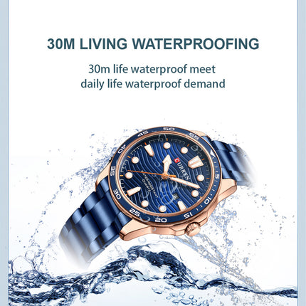 Mens Watches Fashion Waterproof Stainless Steel Analogue Quartz Watch Business Calendar Wrist Watch for Men