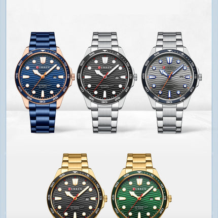 Mens Watches Fashion Waterproof Stainless Steel Analogue Quartz Watch Business Calendar Wrist Watch for Men