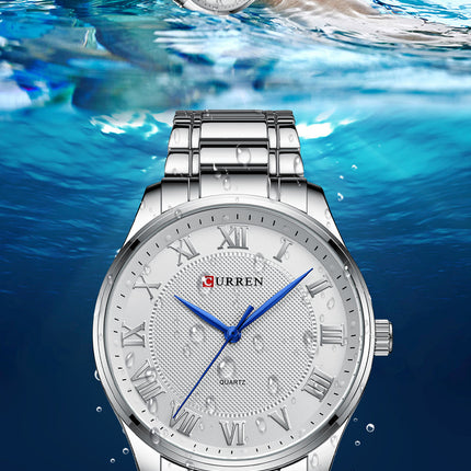 Men's Watches With Stainless Steel And Metal Casual Waterproof Quartz Watch, Date In Hands Watch for Men