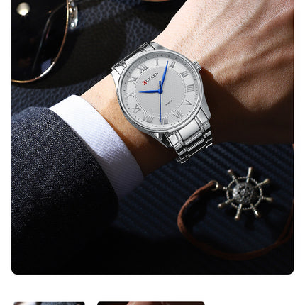 Men's Watches With Stainless Steel And Metal Casual Waterproof Quartz Watch, Date In Hands Watch for Men