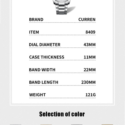 Men's Watches With Stainless Steel And Metal Casual Waterproof Quartz Watch, Date In Hands Watch for Men