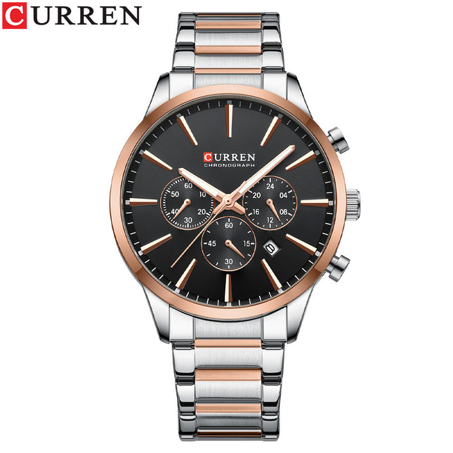 Men's Calendar Business Watches Men's Analog Quartz Waterproof Watches for Man Wrist Steel Strap Watch for Men