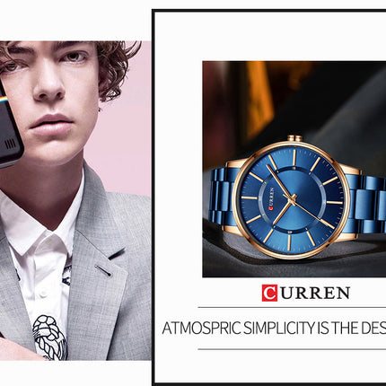 Men's Watches Fashion Waterproof Stainless Steel Analogue Quartz Watch Business Leisure Wrist Watch for Men