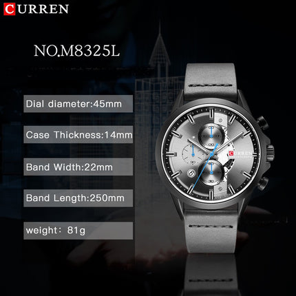 Men's Watches Leather Strap Watches Classic Waterproof Business Leisure Date Analog Quartz Watch for Men