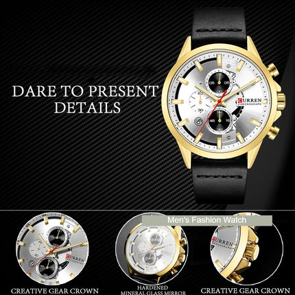 Men's Watches Leather Strap Watches Classic Waterproof Business Leisure Date Analog Quartz Watch for Men