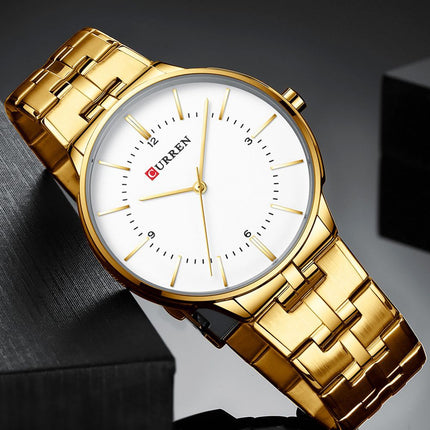 Men's Fashion Waterproof Watches  Stainless Steel Analogue Quartz Watch Business Leisure Wrist Watch for Men