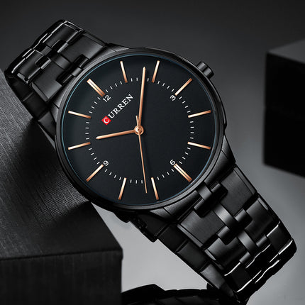 Men's Fashion Waterproof Watches  Stainless Steel Analogue Quartz Watch Business Leisure Wrist Watch for Men