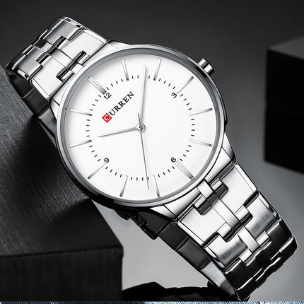 Men's Fashion Waterproof Watches  Stainless Steel Analogue Quartz Watch Business Leisure Wrist Watch for Men