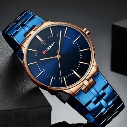 Men's Fashion Waterproof Watches  Stainless Steel Analogue Quartz Watch Business Leisure Wrist Watch for Men