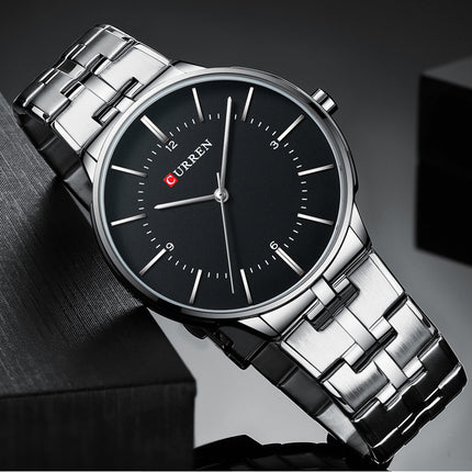 Men's Fashion Waterproof Watches  Stainless Steel Analogue Quartz Watch Business Leisure Wrist Watch for Men