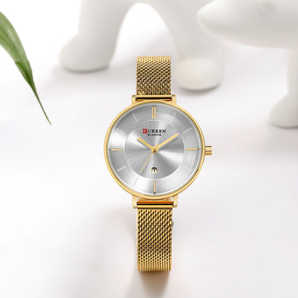 Women's Fashion Watches Analog Quartz Calendar Mesh Belt Ladies Wristwatch Waterproof Watch Of Women