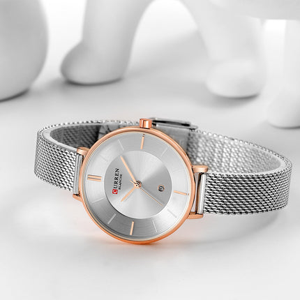 Women's Fashion Watches Analog Quartz Calendar Mesh Belt Ladies Wristwatch Waterproof Watch Of Women
