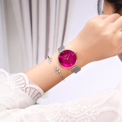 Women's Fashion Watches Analog Quartz Calendar Mesh Belt Ladies Wristwatch Waterproof Watch Of Women
