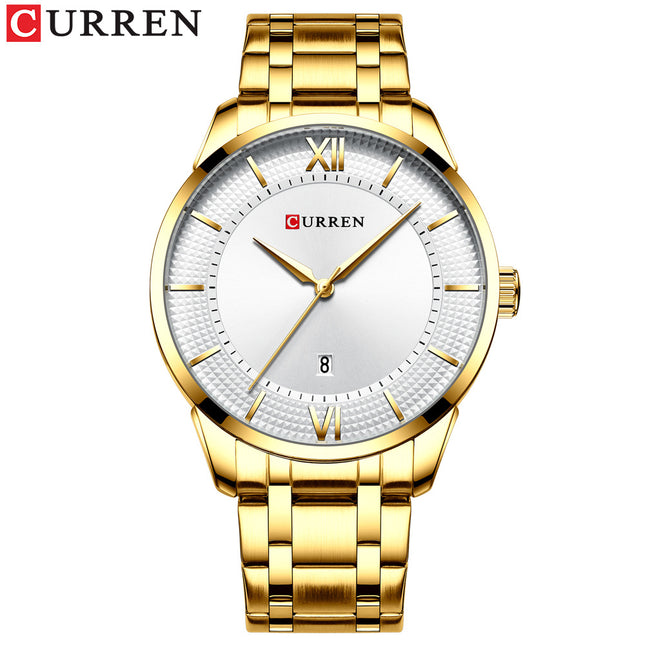 Men's Watches, Date Analogue Waterproof Business Stainless Steel Bracelet Watches, Fashion Business Watch for Men